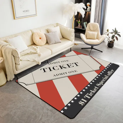 Vista 22 de Homewish Alfombra antideslizante de cine de teatro, alfombra de película retro con palomitas de maíz para interiores, alfombra de entrada, noche