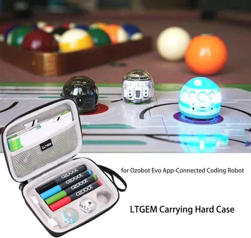 Vista 7 de LTGEM - Funda de transporte para robot de codificación de bits Ozobot. Se adapta a cable de carga USB, campo de juego, piel, 4 marcadores de código
