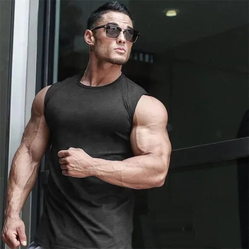 Vista 2 de Amussiar Paquete de 3 camisetas sin mangas de entrenamiento para hombre, camisetas de malla para gimnasio, ajuste seco, culturismo, fitness
