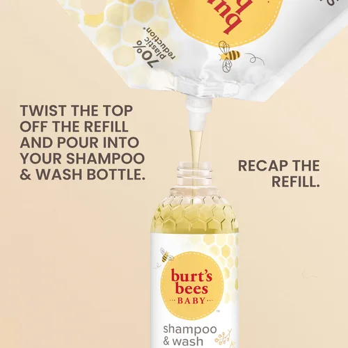 Vista 3 de Burt's Bees Recambio de champú y lavado para bebés, original, 33.8 fl. oz.