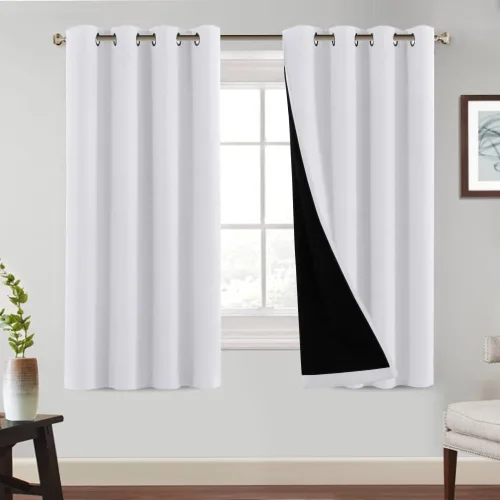 Vista 47 de PrinceDeco Cortinas 100% opacas de 54 pulgadas de largo, completamente opacas, tratamiento de ventanas, cortinas forradas con aislamiento térmico