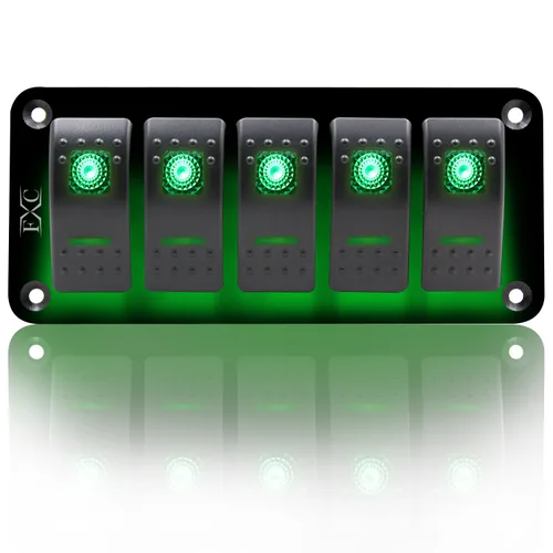 Vista 13 de FXC Interruptor basculante Panel de aluminio 2 Gang Interruptores de palanca Dash 5 Pin ON/OFF 2 LED retroiluminado para barco coche azul marino