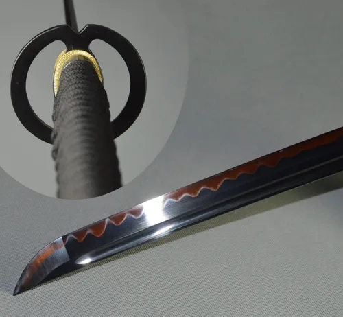 Vista 5 de Espada de espiga completa hecha a mano de 41 pulgadas, katana japonesa de espiga completa forjada a mano, espada samurái de combate real, espada