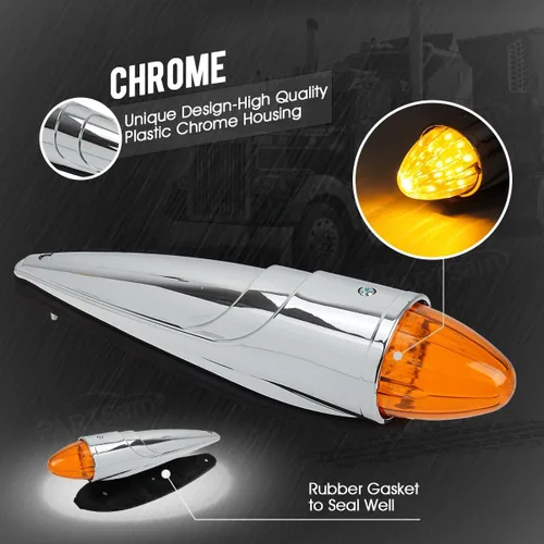 Vista 3 de Partsam 7 luces LED de cabina de torpedo de 17 luces LED cromadas ámbar, luces LED de techo para techo compatibles