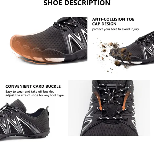 Vista 4 de Teemie Zapatos de agua para hombre y mujer, de secado rápido, zapatos deportivos para surf, kayak, caminar, senderismo