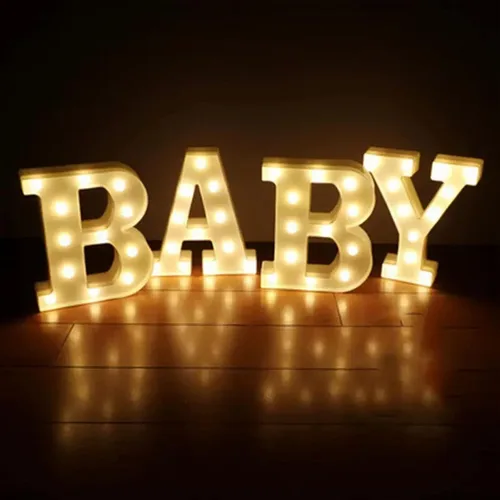 Vista 8 de Letras de marquesina iluminadas para bebés - Letrero LED con letras y números para decoración de cumpleaños, mesa del hogar, blanco