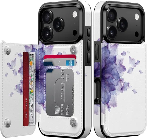 Vista 351 de LETO para iPhone 15 Pro Funda tipo cartera - Tapa tipo folio con patada - Diseños de moda - Tarjetero - Funda protectora para mujeres y niñas - 6.1