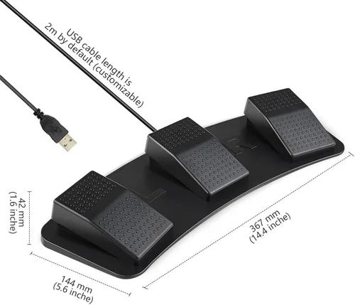 Vista 2 de Pedal de pie PC Interruptor de pie Triple Teclado programable Tecla de acceso rápido modificada para requisitos particulares Videojuego Oficina