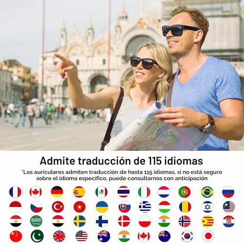 Vista 5 de Gafas inteligentes AI, despertador de voz de diálogo AI, traducción de 115 idiomas, interpretación simultánea, traducción de grabación en el sitio