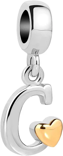 Vista 17 de Abalorio de letra inicial de la A a la Z para pulseras Pandora para mujeres, alfabeto familiar, corazón dorado, Navidad, cumpleaños
