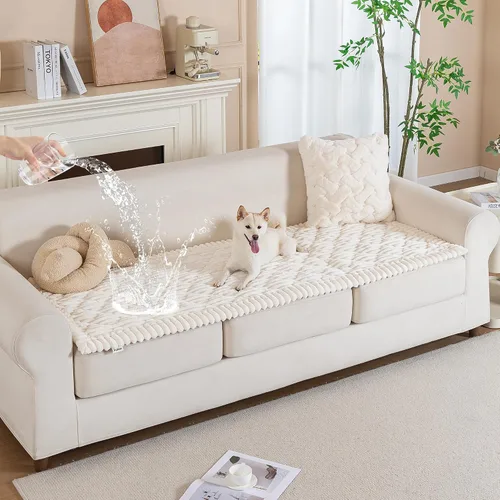 Vista 12 de PuTian Funda de sofá 100% impermeable y mullida para perros, lavable, antideslizante, protector de sofá, apto para mascotas, para sofás y sofás