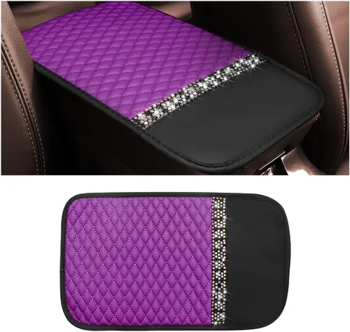Vista 12 de Funda de Cuero Brillante para Consola Central de Automóvil, Protector de Consola Central de Automóvil con Diamantes de Imitación de Cristal