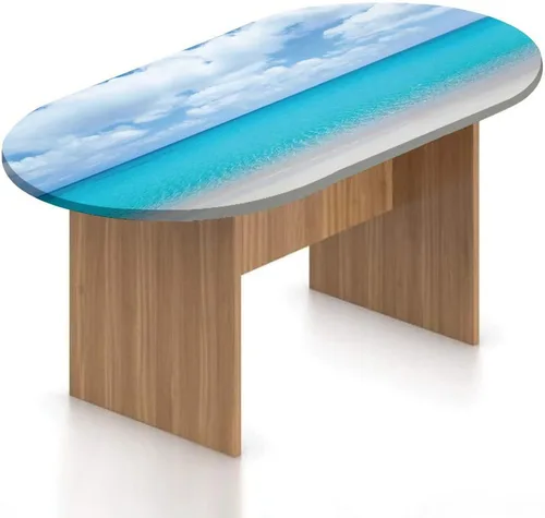 Vista 9 de Mantel ajustable ovalado de poliéster elástico, decoración del océano, paisaje submarino con estampado de peces tropicales, se adapta a mesas