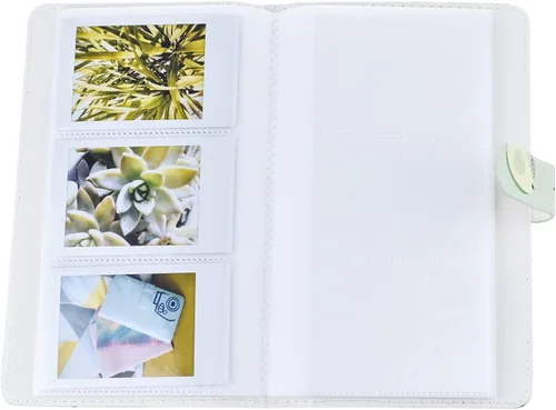 Vista 5 de Rieibi Mini álbum de fotos de 96 bolsillos, cartera de piel sintética para Fujifilm Instax Mini Evo/11/8/9/7S/25/70/90, patrón de frutas verdes, 16