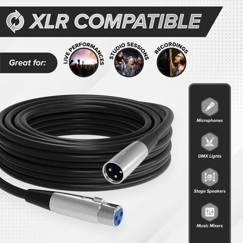 Vista 3 de THE CIMPLE CO Cable de extensión de micrófono XLR macho a XLR hembra de 10 pies, cable equilibrado de 0.236 in con conector de 3 pines