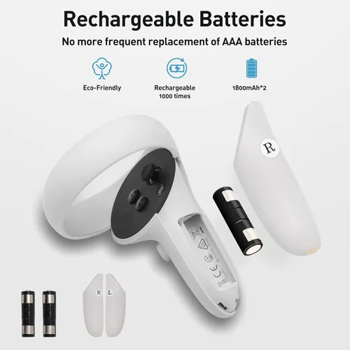 Vista 5 de Estación de carga VR para Oculus Quest 2Meta Quest 2, base de carga magnética Ysokk con 2 baterías recargablescargador USB-C y cable