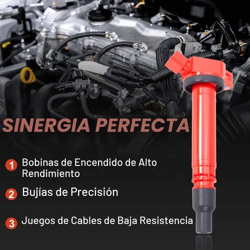 Vista 6 de Juego de 4 bobinas de encendido UF507 mejoradas y bujías