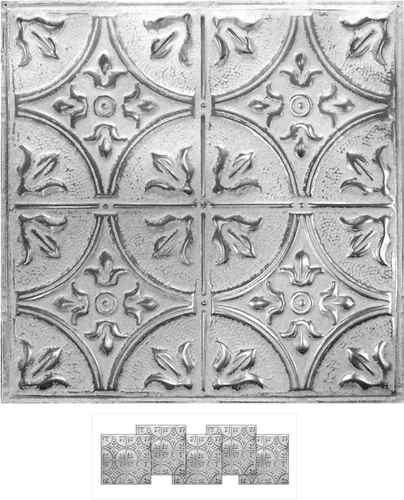 Vista 25 de American Tin Ceilings Kit de 5 unidades: azulejos metálicos para clavar en patrón #2 clavado y color sin terminar. 24 x 24 pulgadas