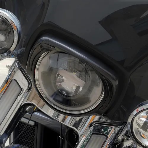 Vista 4 de Faros aro bisel anillo w/DRL para Street Glide Ultra Limited 14-23 Anillo negro para faro delantero, plástico ABS, Plug & Play, IP67 impermeable