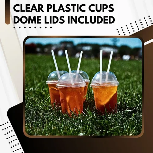 Vista 4 de Green Direct Vasos desechables de plástico transparente de 12 onzas con tapas para café helado, té Bubble Boba, bebidas frías y batidos, paquete