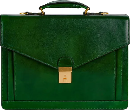 Vista 11 de Time Resistance Leather Briefcase for Men - Business Laptop Bag - Italian Handmade Leather Bag - Attache - Gift Box Included