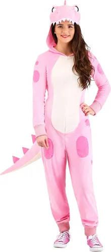 Vista 4 de Fun Costumes Mono de dinosaurio rosa para mujer, talla M