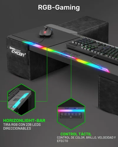 Vista 4 de Couchmaster CYCON³ HORIZONLIGHT Bar, escritorio ergonómico definitivo con concentrador USB para juegos en sofá y cama, grande, estable y compatible