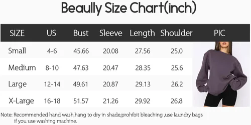 Vista 5 de Beaully Women's Oversized Crewneck Long Sleeve Sweatshirts Casual Solid Pullover Sweatshirt Tops Shirts