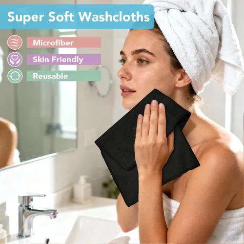 Vista 4 de Orighty Paquete de 5 toallas faciales de microfibra, altamente absorbentes y suaves al tacto, toallas de mano para baño, hotel, spa y gimnasio, 11.5
