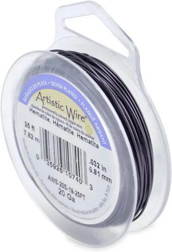 Vista 98 de Artistic Wire, Alambre de cobre de color chapado en plata de calibre 18, resistente al deslustre, amatista, 20 pies