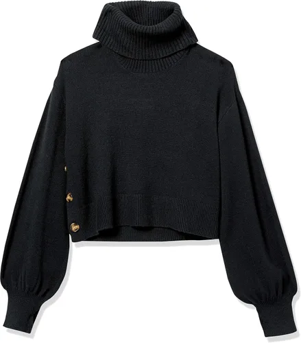 Vista 7 de The Drop lucyswhims - Suéter corto de cuello alto con botones laterales para mujer