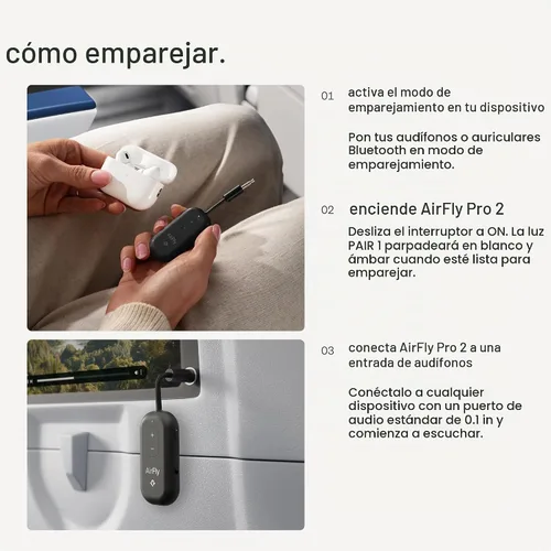 Vista 6 de Twelve South AirFly Pro 2, adaptador Bluetooth, par 2 AirPods, negro