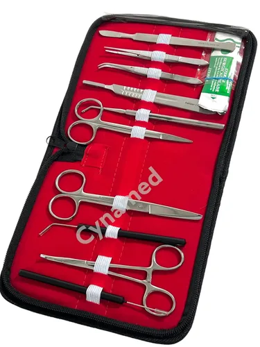 Vista 9 de Nuevo kit de disección de laboratorio de biología/anatomía/estudiante de medicina de acero inoxidable premium - mango de bisturí, cuchillas