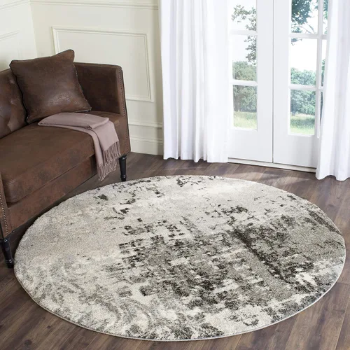 Vista 6 de SAFAVIEH Retro Collection - Alfombra de pasillo de 2 pies 3 pulgadas x 7 pies, gris claro y gris, diseño abstracto moderno, no desprende pelusa