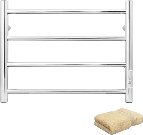 Vista 13 de KEG Calentador de toallas montado en la pared con temporizador incorporado 4 barras de acero inoxidable eléctrico calentado toallero para baño