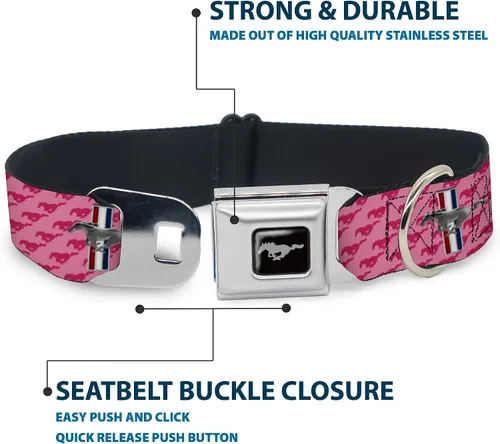 Vista 4 de Collar para perro FM - Mustang w/Barras w/Texto (W30628) - Ancho Pequeño
