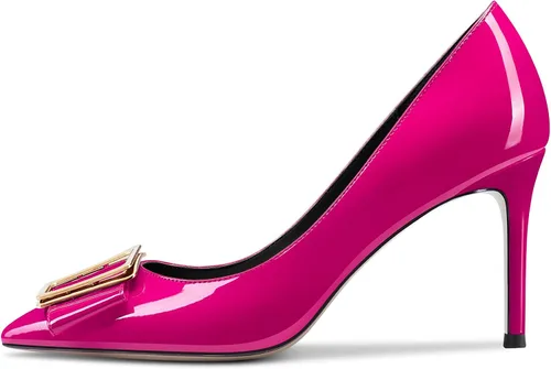Vista 2 de DearOnly Zapatos de vestir con punta puntiaguda para mujer, tacón alto, tacón alto, zapatos de vestir de patente, boda, citas, compras, sexy, 3