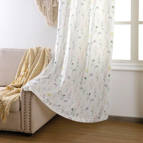 Vista 5 de naturetalk Cortinas de privacidad con patrón floral mixto, no se transparentan, cortinas lisas y sedosas con ojales plateados antiguos en la parte
