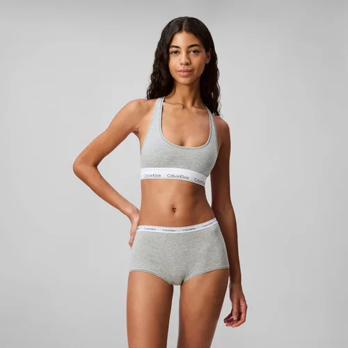 Vista 3 de Calvin Klein Bralette moderno de algodón elástico V-Day sin forro Gris Caliente