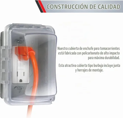 Vista 3 de TayMac MM510C Cubierta para Receptáculo de Una Sola Caja Horizontal/Vertical Resistente a la Intemperie, 3.75 Pulgadas de Profundidad, Transparente