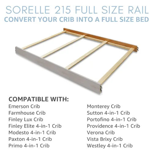 Vista 4 de Sorelle Furniture Rieles para niños pequeños y rieles para cama de tamaño completo, kit de conversión de riel de cama y cuna de madera Sorelle