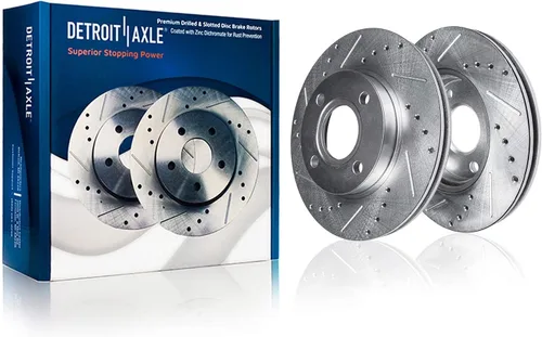 Vista 68 de Detroit Axle - Rotores de freno para Ford 2013-2019 Explorer Taurus Flex Lincoln MKT MKS, rotores de freno de disco ranurados perforados de repuesto