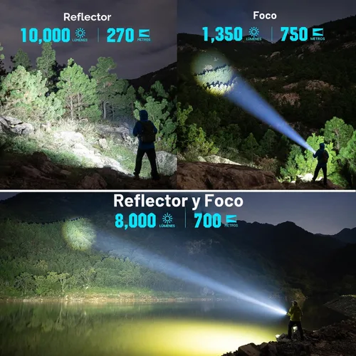 Vista 3 de OLIGHT Marauder Mini 2 linterna de alto lúmenes 5 modos de iluminación azul medianoche 10,000LM y 750M, carga dual tipo C y MCC3, IPX8