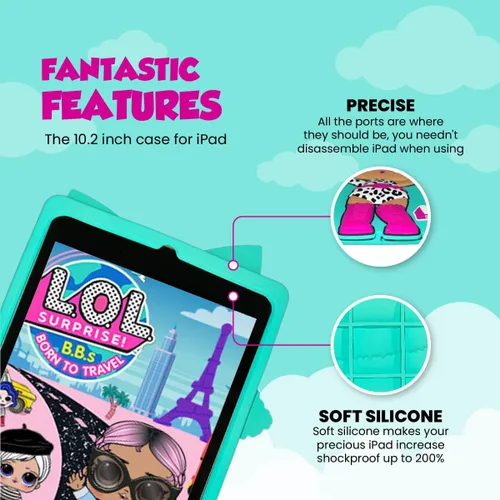 Vista 3 de L.O.L. Surprise! Funda trasera de silicona compatible con iPad de 9ª/8ª/7ª generación (2021/2020/2019), funda protectora de goma suave