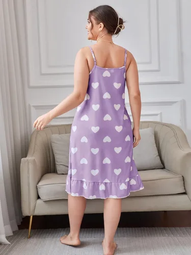 Vista 2 de SHENHE Camisón sin mangas con dobladillo con volantes para mujer, talla grande, con máscara de ojos