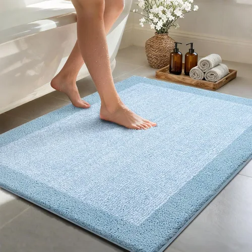 Vista 78 de Alfombras de baño de 17 x 24 pulgadas, antideslizantes, lavables, color gris, para bañera, tapete de baño para baño, tapete suave y absorbente