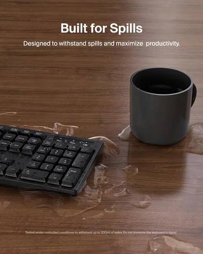 Vista 5 de Belkin Teclado y mouse inalámbricos con receptor USB-A, juego de teclado con mouse inalámbrico, diseño ergonómico para el hogar, oficina