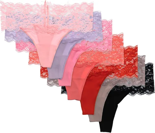 Vista 4 de Alyce Intimates - Tanga de encaje para mujer, paquete de 7