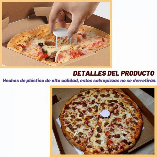 Vista 5 de Fit Meal Prep Paquete de 200 soportes para guardar pizza, trípode de plástico blanco para contenedores de restaurantes, cajas de catering y servicio