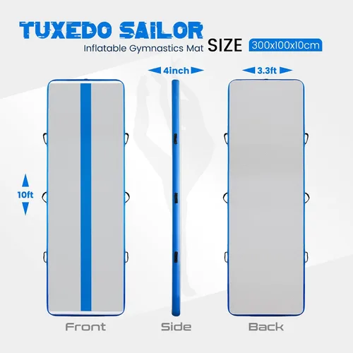 Vista 2 de Tuxedo Sailor Inflatable Gymnastics Tumbling Mat Tumble Track Thickness Floor Mat With Electric Air Pump for